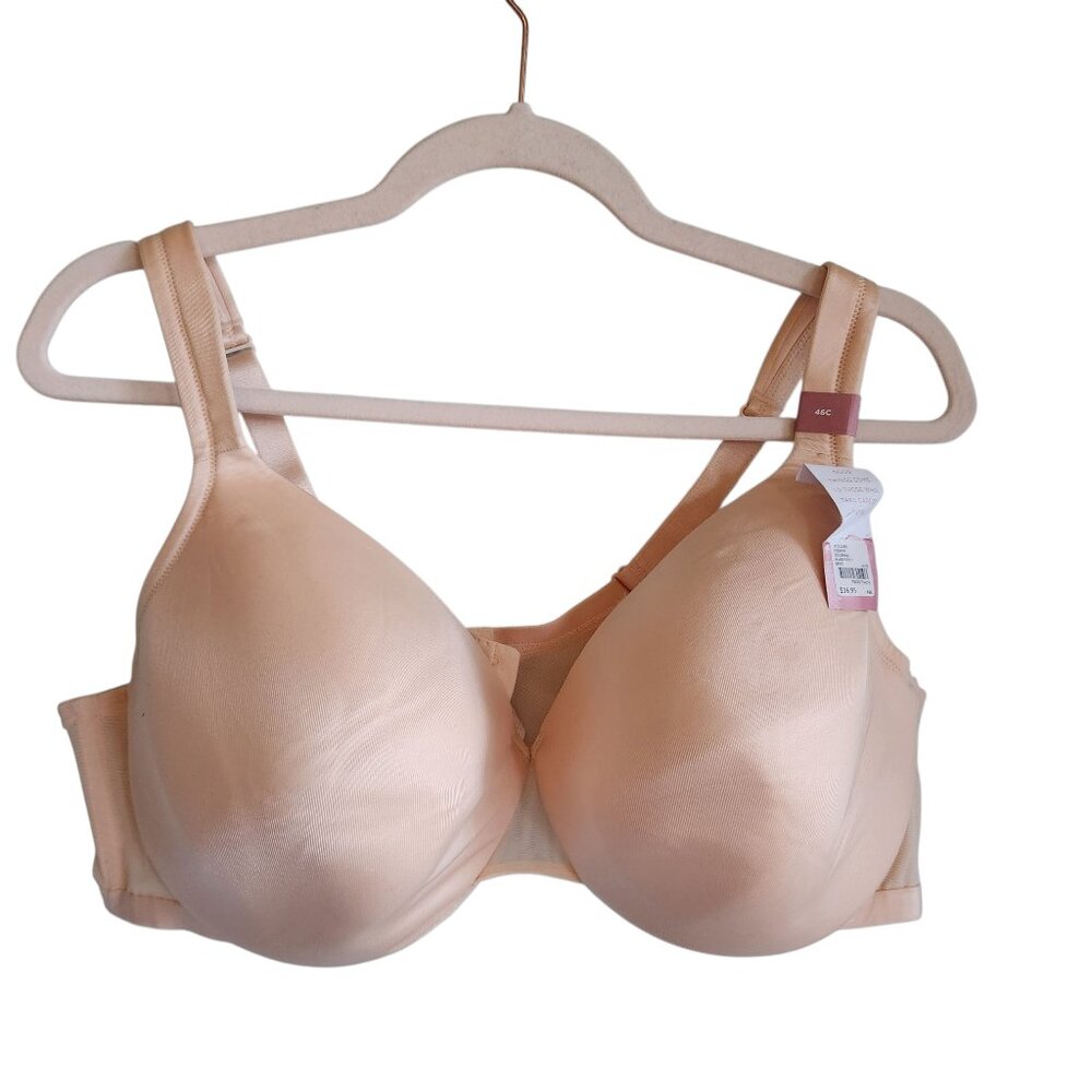 Cacique Bra 46C Women's Beige Nude Lightly Lined Full Coverage Back Close NEW